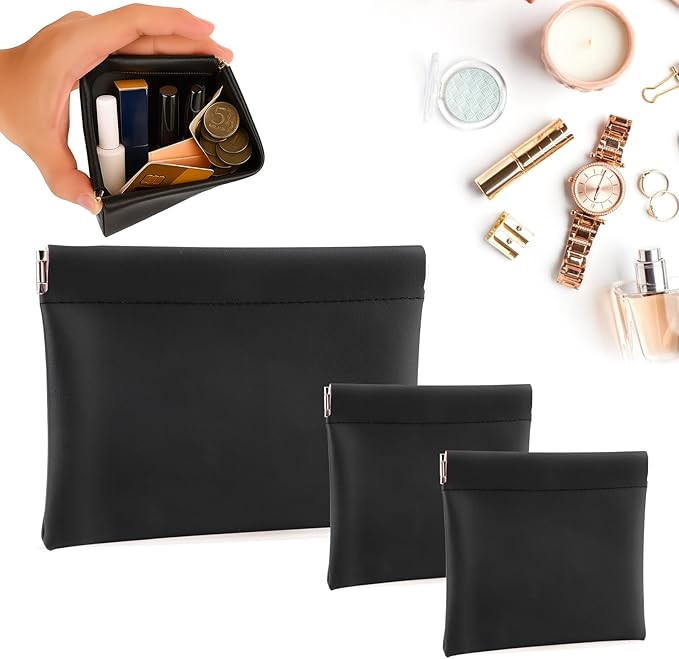 BUSOHA 3 Pack Small Makeup Bags for Purse - Coin Purse for Women