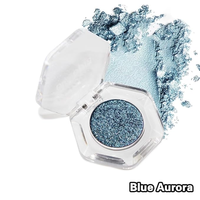 Bistopia Holographic Glitter Single Eyeshadow, Pearlescent Shimmer Metallic Cream Powder Eye Makeup, Blendable Long Lasting Waterproof, Multi-Use Face Highlighter, 2g (Blue Aurora)