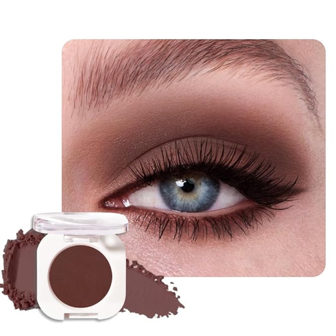 QIDSTERS Coffee Matte Single Eyeshadow, Lightweight Blendable Mini Eye Shadow for Older Women, Monochrome Eyeshadow Palette Makeup Pigmented Waterproof, Vegan & Cruelty-Free, 27