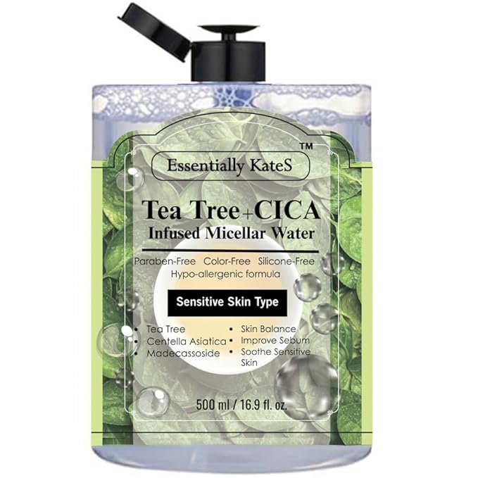 Essentially KateS Korean Micellar Water Makeup Remover 16.9 Fl Oz – NO stinging, NO tightness, NO over-drying - SuperHydrating No-Rinse Facial Cleanser for Sensitive Skin