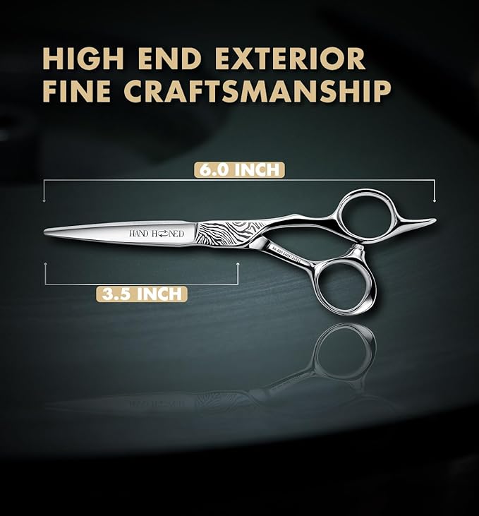GGPH Professional Hair Cutting Scissors - SUS 440C & Cobalt Stainless Steel Barber Shears Fine Adjustment Tension Premium Shears for Hair Cutting (Hair Cutting Scissors S4, 6.0 Inches)