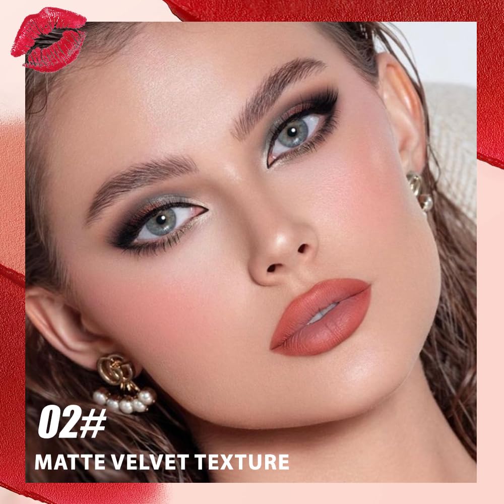 JUAAZIN Matte Lip Lipstick Crayon Lip Liner Thick Pencil, High-Pigment Outline lips, Non-sticky Matte Velvet Texture, Waterproof & Smudge-Proof Longwear Pigmented, Fit for all tones 02#
