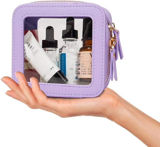 FFpaw Clear Makeup Bag, Small Makeup Bag TSA Approved Toiletry Bag Cosmetic Travel Bag Cute Makeup Bag Organizer Makeup Case Pouch Car Essentials for Women Men