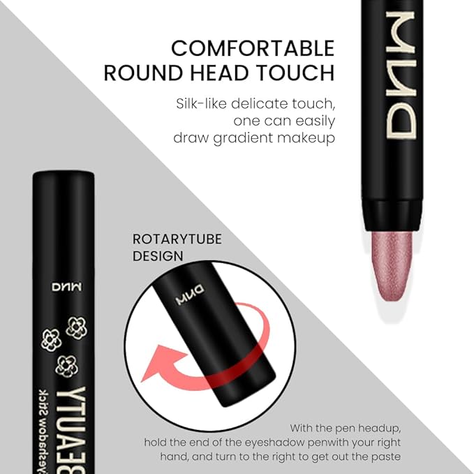 evpct 2Pcs Pearl White & Caramel Cream Eye Shadow Brightener Sticks Set for Eyes, Matte Shimmery Eye shadow Applicator Pencil Stick Pen Palette Makeup Waterproof sombras en crema para ojos 18 + 27