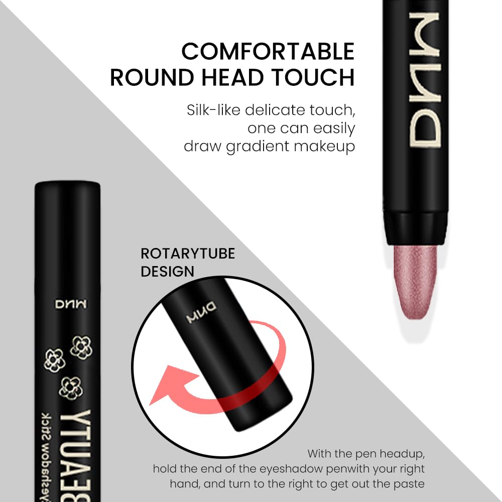 evpct 2Pcs Pearl White & Caramel Cream Eye Shadow Brightener Sticks Set for Eyes, Matte Shimmery Eye shadow Applicator Pencil Stick Pen Palette Makeup Waterproof sombras en crema para ojos 18 + 27