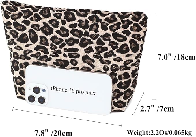BBORGDC Leopard Jacquard Makeup Bag - Large Capacity Cosmetic Pouch for Travel, Toiletry Bag & Makeup Organizer with Zipper, Perfect for Daily Use & Gifts