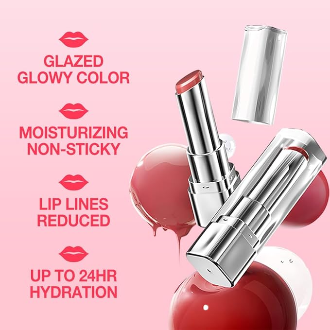 HHLTOH 2Pcs Tinted Lip Balm Moisturizing Lipstick – Soft Pale Pink & Cool Plum Red Sheer Hydrating Lip Color for Dry Lips – Nourishing Lip Balm for All Women with a Subtle Natural Scent (S01 & S04)
