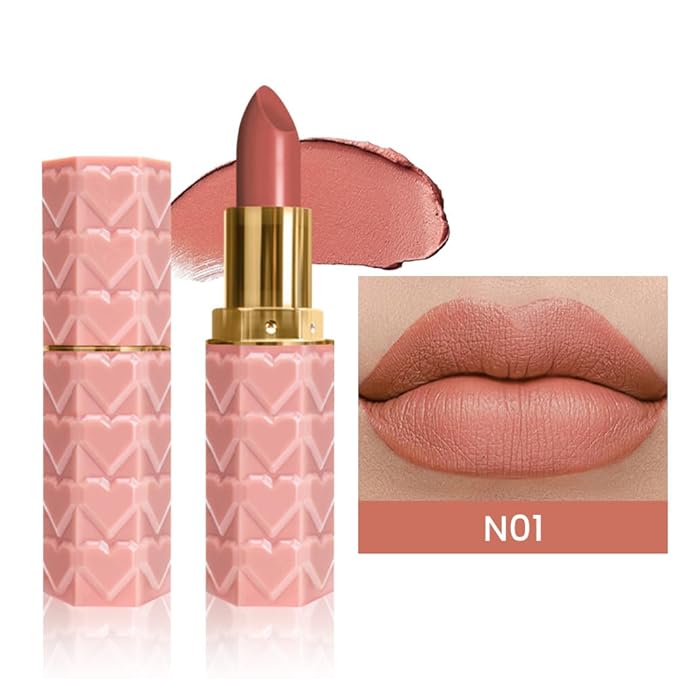 evpct 1Pcs Nude Beige Lipstick, Silky Velvet Matte Lipstick Pack Sets for Women, Long Lasting Smudge Proof Lipstick Lip Stain Makeup Kit matte lipsticks 24 hours original N01
