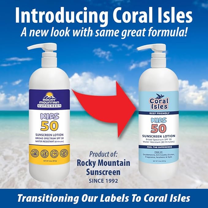 Coral Isles SPF 50 KIDS Lotion Reef Compliant Broad Spectrum 32 Fl Oz