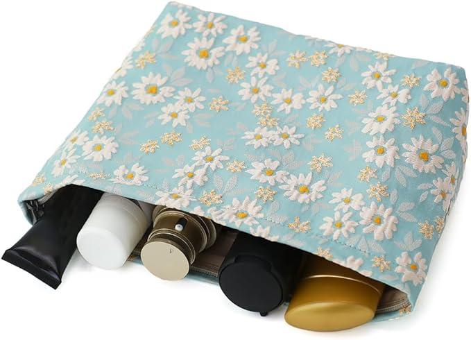 BBORGDC Floral Jacquard Makeup Bag - Large Capacity Cosmetic Pouch & Travel Toiletry Organizer with Zipper, Perfect for Daily Use, Gift Ideas for Women, Durable and Stylish Make Up Bag