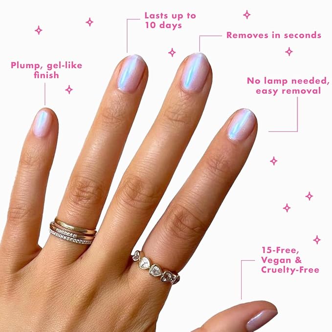 Olive & June Long Lasting Nail Polish, Pink Goldfish Pink Iridescent