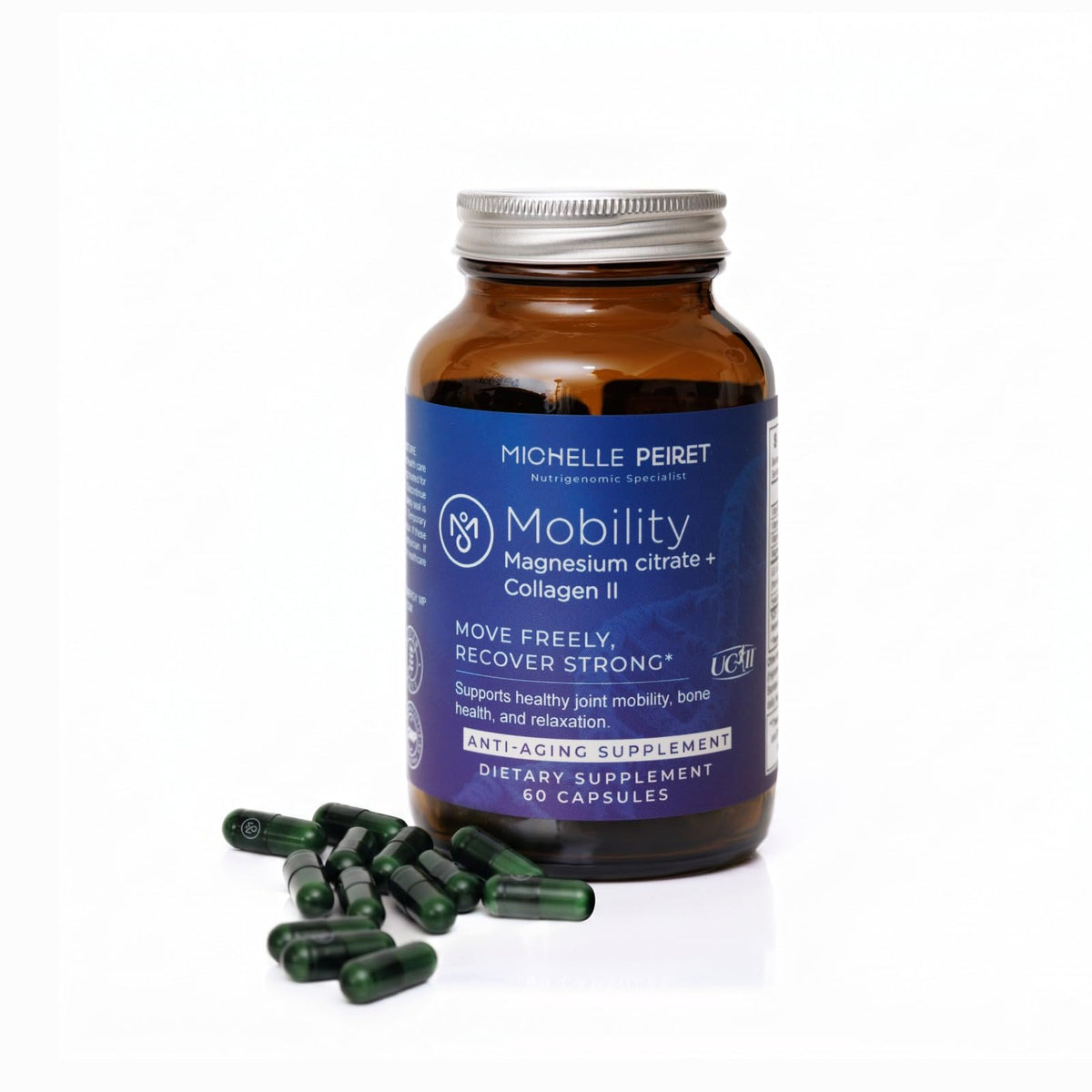 Michelle Peiret Mobility - Magnesium + Collagen Supplement with Hyaluronic Acid & Vitamin C | Supports Bones, Joints & Muscles | Gluten-Free & Non-GMO | 60 Capsules for Men & Women