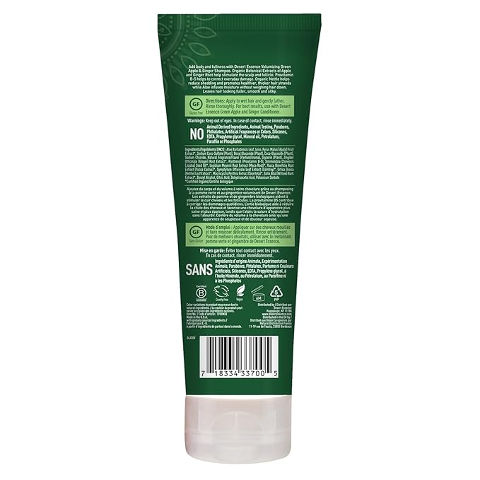Desert Essence Green Apple and Ginger, Volumizing Shampoo, 8 oz