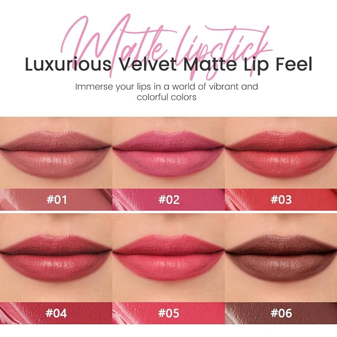 2Pcs Matte Lipstick Crayon - High Pigment Creamy Formula, Waterproof Long Lasting, Smooth Glide Application, Non-Sticklipstick, Ultra Thin Lightweight, Velvet Matte Lip Feel for Women 02#+04#