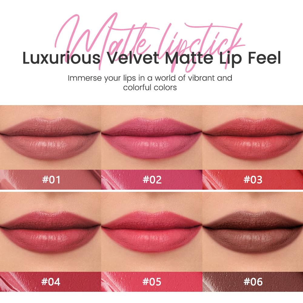 JUAAZIN Crimson Matte Lipstick Lip Liner Pencil Crayon - High Pigment Creamy Formula, Waterproof Long Lasting, Non-Sticklipstick, Ultra Thin Lightweight Velvet Matte Lip Feel for Women 03#
