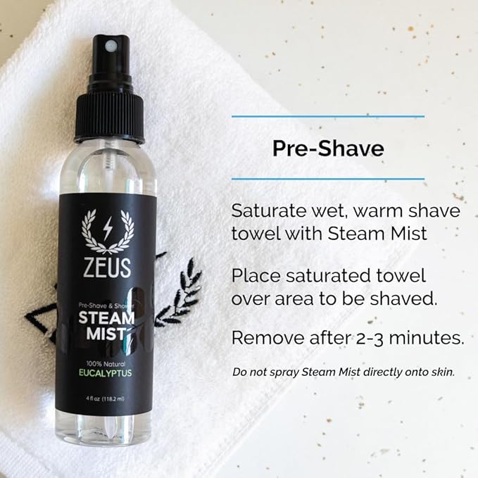 ZEUS Eucalyptus Steam Mist, Natural Aromatherapy Shower Spray (4 oz)