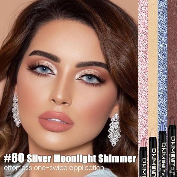 IATMOMOD Champagne Silver Shimmer Cream Eye Shadow Stick Makeup for Women, Shimmer Eyeliner Pencil Eyeshadow Brightener Stick for Eyes, Waterproof Eyeshadow Applicator Blendable, sombras para ojos 60#
