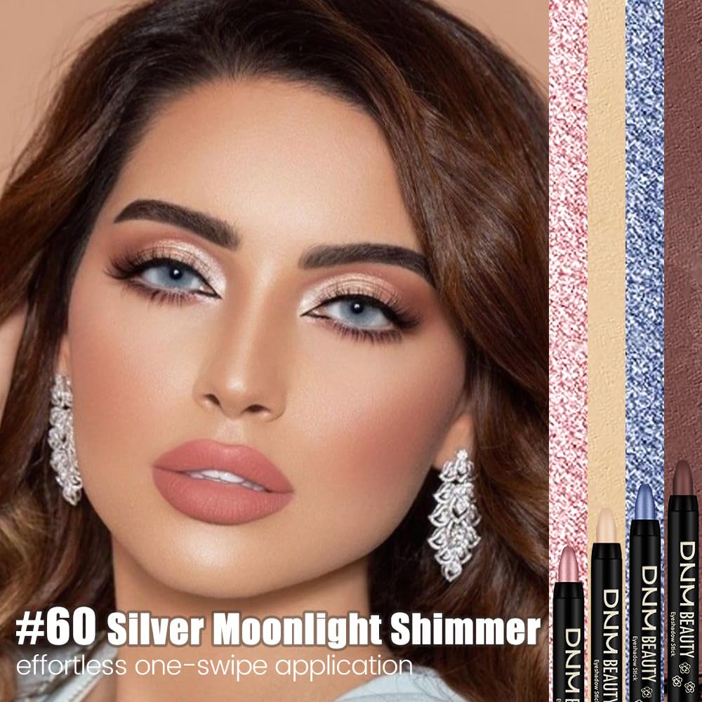 IATMOMOD Champagne Silver Shimmer Cream Eye Shadow Stick Makeup for Women, Shimmer Eyeliner Pencil Eyeshadow Brightener Stick for Eyes, Waterproof Eyeshadow Applicator Blendable, sombras para ojos 60#