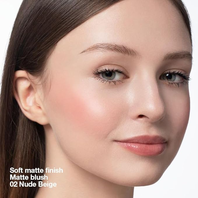 HHLTOH Single Nude Beige Matte Powder Blush Palette Face Makeup, Blush for Looks Younger Cheeks, Monochrome Cream Blushes Lightweight Long Lasting, Blush for Women All Skin Tones Paleta de, 02