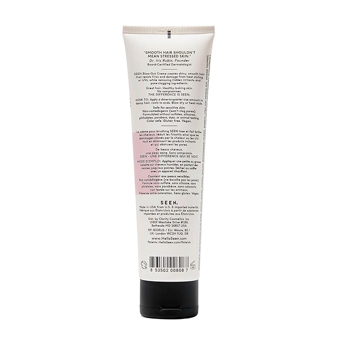 SEEN - Blow-Out Creme, Scented - Non-Comedogenic Blow-Out Hair Cream - Dermatologist-Developed - Reduces Frizz- Heat Protectant- Safe for Sensitive, Eczema & Acne Prone Skin