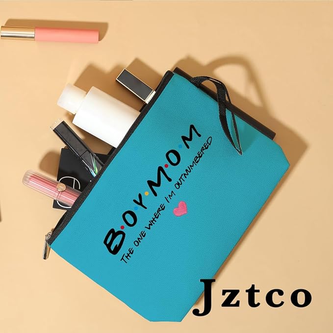 Jztco Boy Mama Makeup Bag, Baby Shower Gifts for Mom First Time Blue