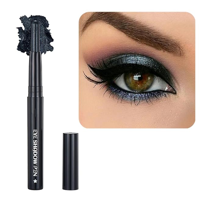 SAUBZEAN Black Eyeshadow Stick Makeup, Cream Shimmer Eye Shadow Pencil, Hypoallergenic Waterproof Long Lasting Crayon, Smooth Glitter Primer Palette Eyeliner Make up