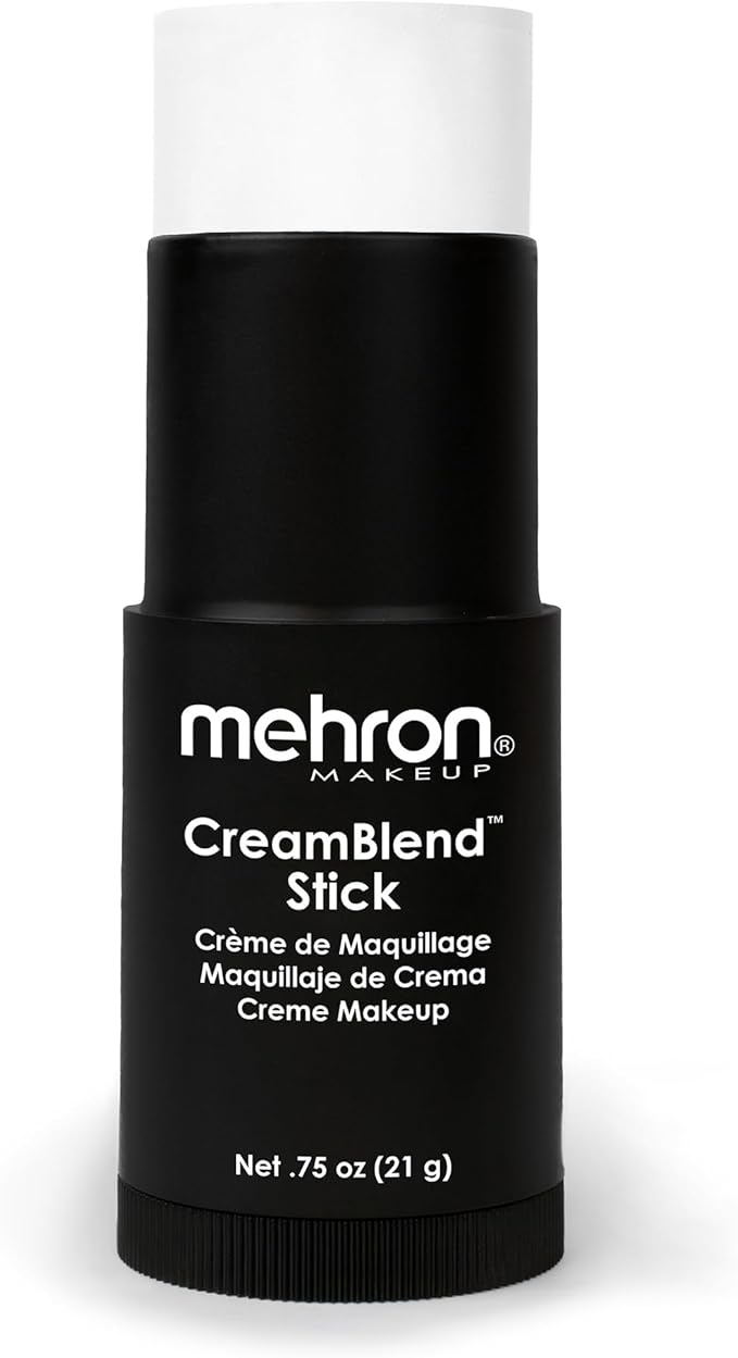 Mehron Makeup CreamBlend Stick | Face Paint, Body Paint, & Foundation Cream Makeup | Perfect for Halloween.75 oz (21 g) (White) | Made in the USA