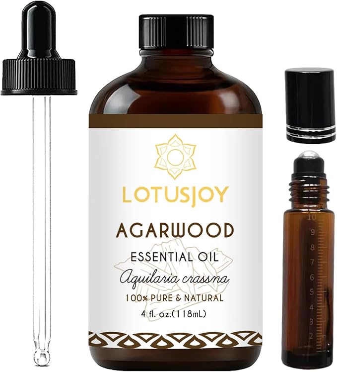LOTUSJOY Agarwood Essential Oil, for Diffuser, Meditation, Home DIYs - 4 Oz