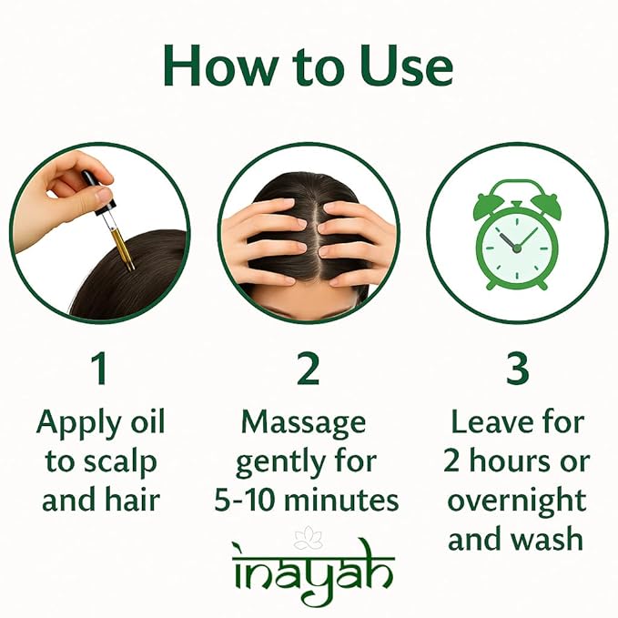 Inayah Ayurvedic Oil | With Coconut Oil, Bhringraj, Amla, Hibiscus & 30+ Natural Herbs | Supports Hair Growth | For Hair Fall Concerns | Postpartum Hair Care | 200ml