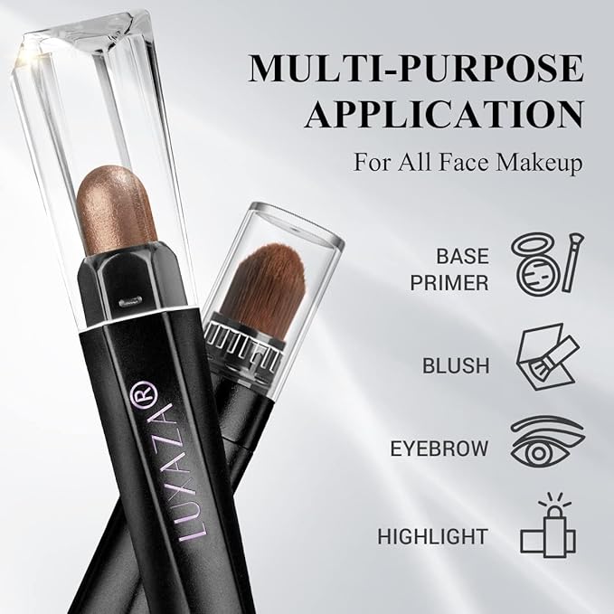 LUXAZA 3Pcs Eyeshadow Stick Set, Matte And Shimmer Creamy Eyeshadow Pencil, Brown Gold Nude Shadow Stick Set, Waterproof Long Lasting Smoky Eye Makeup…