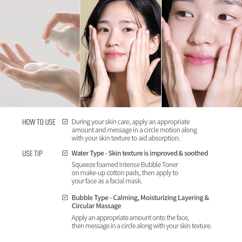 TENZERO Intense Bubble Toner, 4.73 fl oz/140ml, Hydrating & Exfoliating Bubble Toner for Face, Glowing Anti-Aging, Radiant Complexion & Skin Elasticity