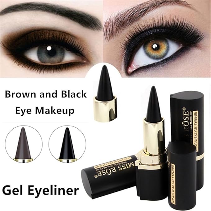 Go Ho Black and Brown Gel Eyeliner Stick,Black Eye Liner Halloween Makeup, Soft and Smooth Eyeliner Makeup for Women,Easy Apply and Remove