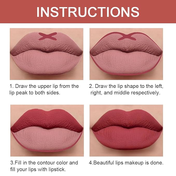 HHLTOH 2-in-1 Mauve Red Lip Liner & Lipstick Set Kit for Women, Matte Lips Kit with Lip Liner Lip Stains Long Lasting Waterproof 24 Hour Lipstick and Lip Liners Combo Lipliners Pencil Set 13