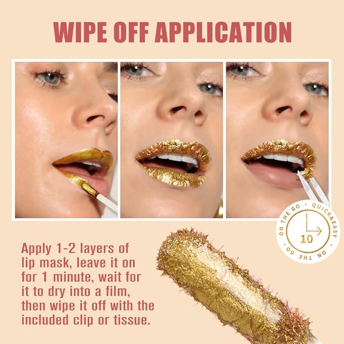 IATMOMOD 2Pcs 2025 New Gold Liquid Matte Lip Liner Stain Peel Off with Tweezer, Long Lasting, Waterproof Matte Lipstick Lip Gloss Tattoo for Women, Smudge-proof Non-Stick Cup Lip Tint Makeup 01#+02#