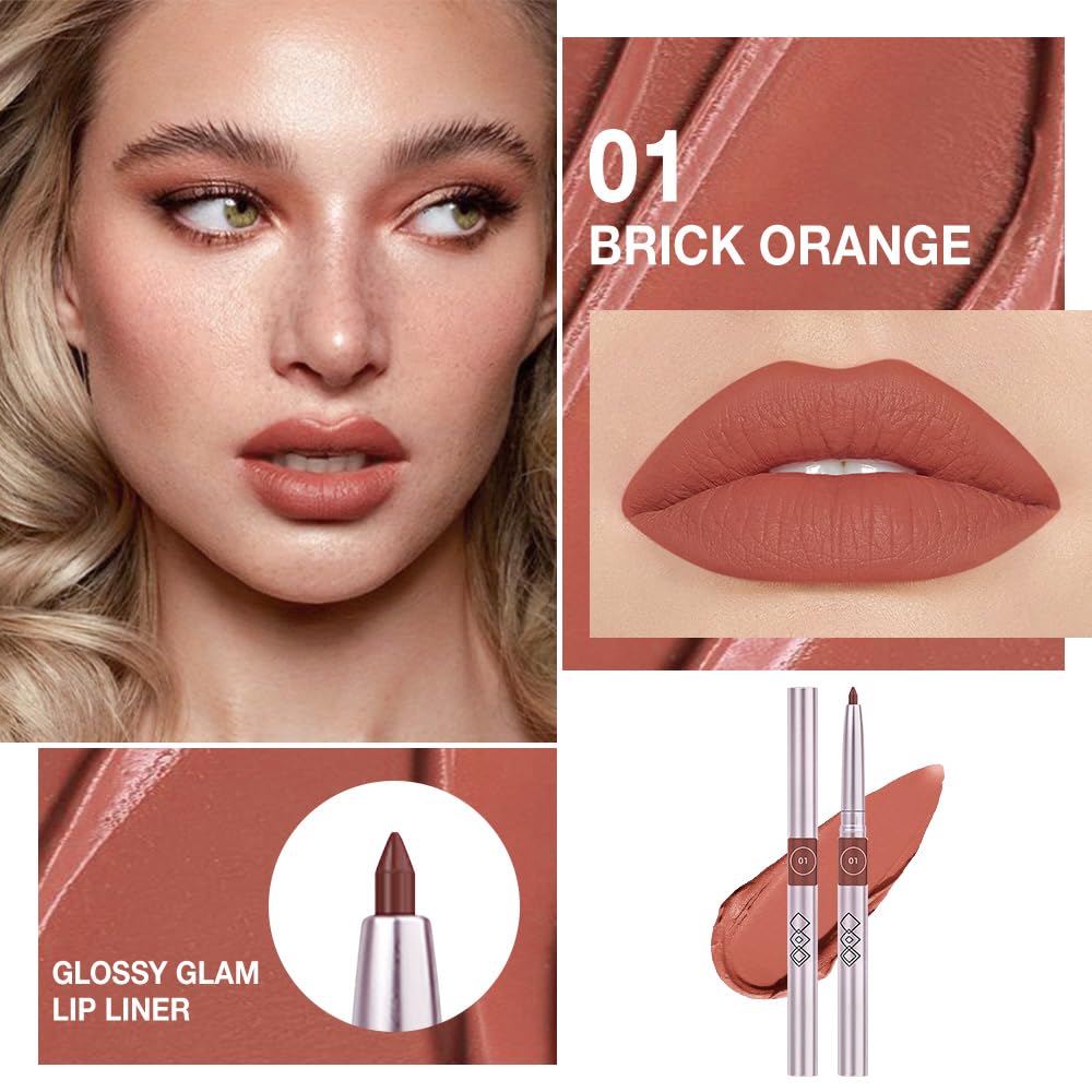 FeiCuiYun Retractable Lipliner Pencil Waterproof Makeup for Lip Liner and Eye Liner, Smooth and Creamy, Long Lasting Matte Finish, Vegan Beauty, Matte Velvet Pigmented Lip Liner, (01#Cream Orange, 1)