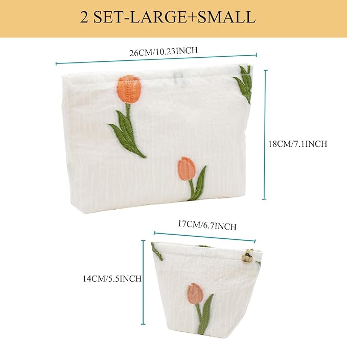 getgto 2 Pcs Makeup Bags, Large Cosmetic Bag Travel Toiletry Bag