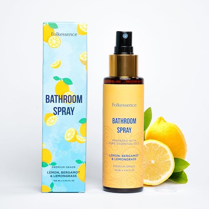 Folkulture Citrus & Bergamot Bathroom Spray - 3.34 fl oz | Odor Eliminator Bathroom Scents For Travel & Home, Guest Room Essentials | Before You Go Toilet, Poop & Shower Spray for Fresh Scents