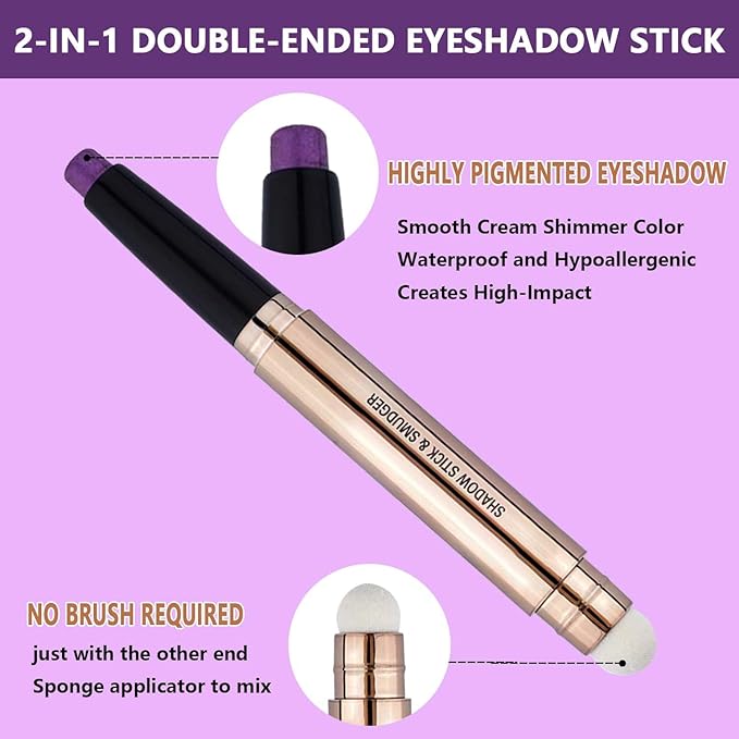 TWLBXMG Purple Eyeshadow Stick Purple eyeliner Pencil Eye Makeup Cream Smooth Shimmer Eyeshadow Pencil Primer Glitter Dark Light Matte Single base Crayon Primer Hypoallergenic Waterproof Long Lasting