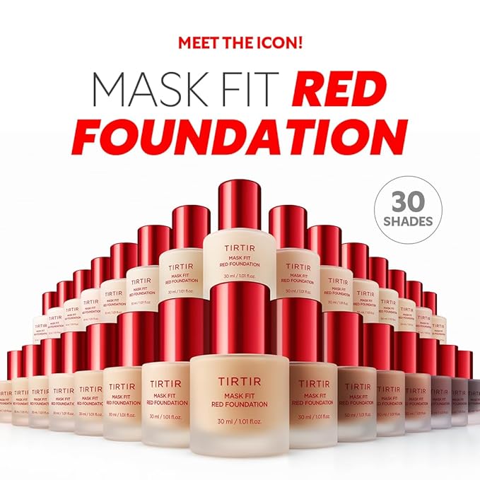TIRTIR Mask Fit Red FoundationㅣLong Lasting Flawless Coverage, Energy Essence, Lightweight, Hydrating, Pore-Blurring, Breathable Satin Finish, Makeup, Radiant Skin, #29N Natural Beige, 1.01 Fl Oz