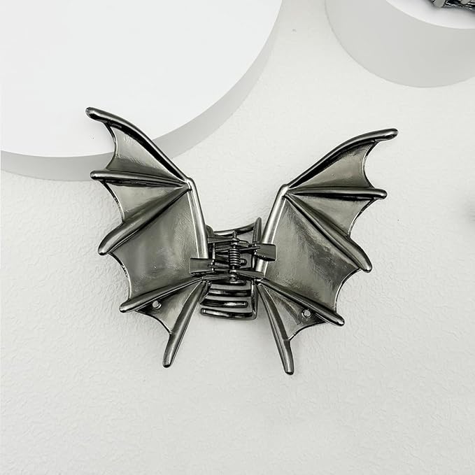 Parcce 3 PCS Gothic Hair Claw Clips for Women, Metallic Black Bat Spider Skeleton Hand Hair Clips, Strong Hold Halloween Hair Accessories for Thick Thin Hair, Costume Party Everyday Styling Gifts