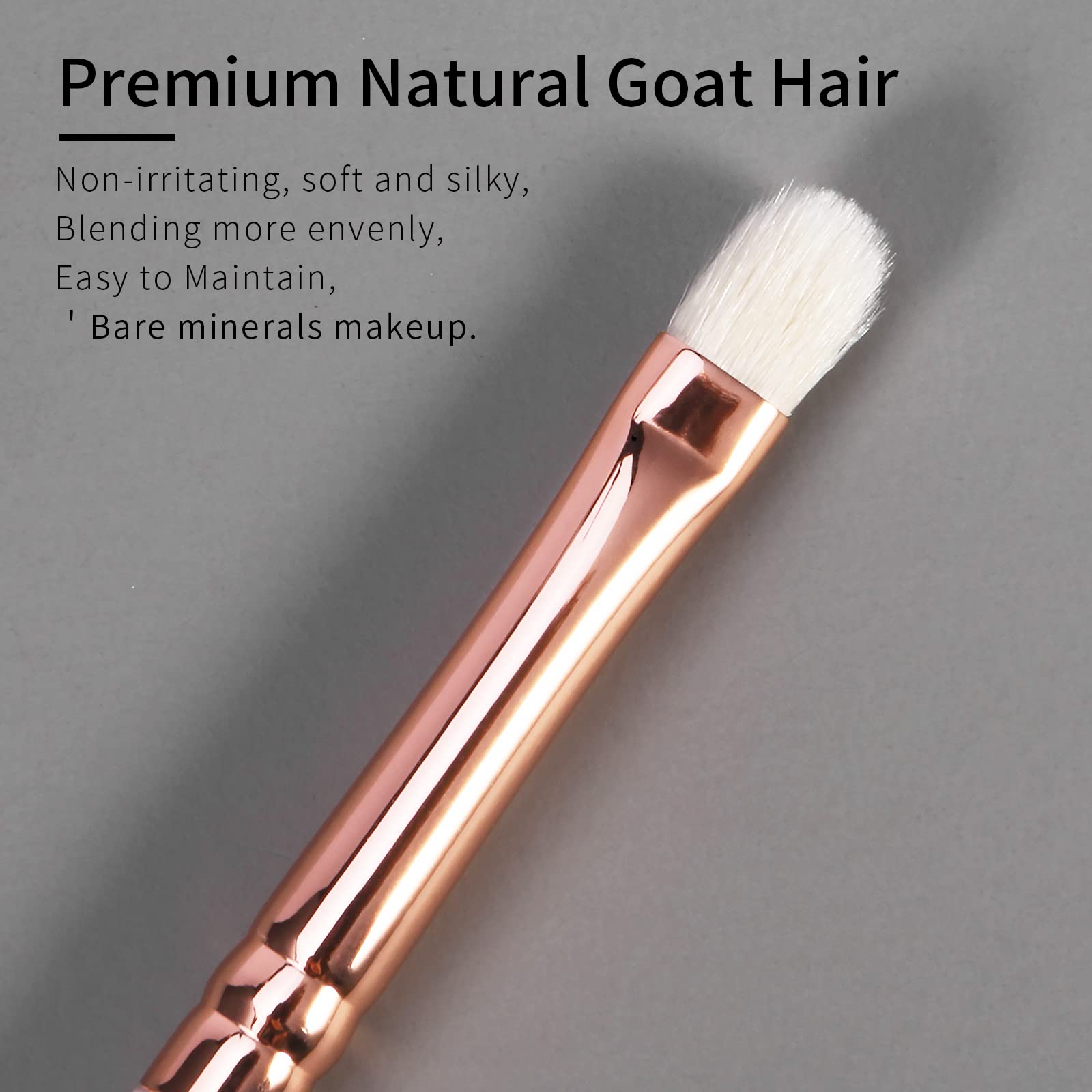 Natural Goat Hair Eye Brush by ENZO KEN - Small Corners & Smudge Brush - Single, Mini Size - Pink, E403S
