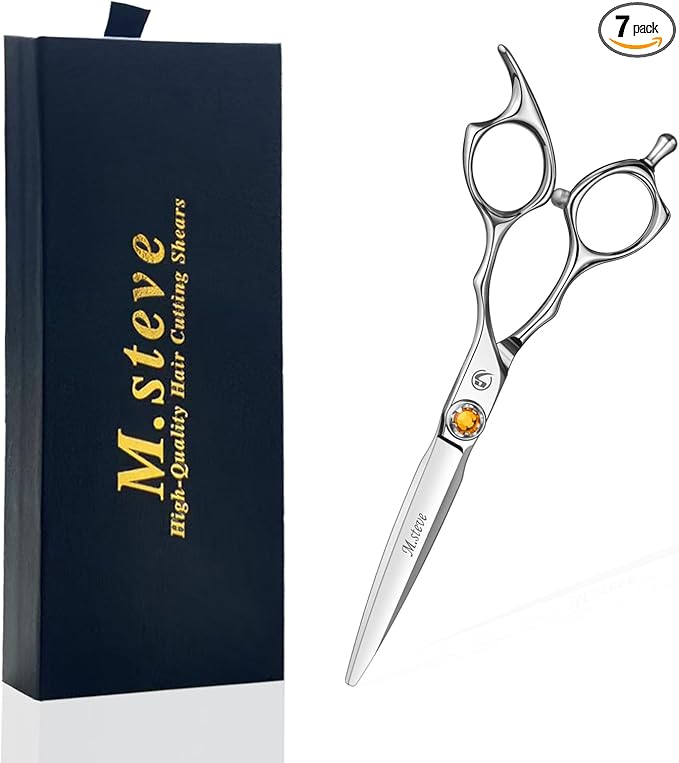 M.steve Professional Hair Cutting Scissors 6 Inch, VG10 Stainless Steel Barber Shears, Extremely Sharp Hairdressing Scissors for Salon & Home Use, Ambidextrous Left Right Hand