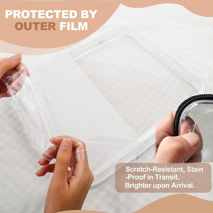 3PCS Clear Hard Shell Zipper Case Large14*12*2in,Travel Toiletry Makeup Bag