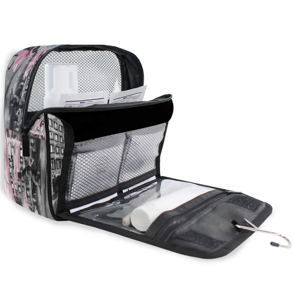Hanging Toiletry Bag Eiffel Tower Paris Lovers Street Portable Travel Cosmetic Makeup Bag Bathroom Shower Shaving Kit Organizer Bag for Men Women