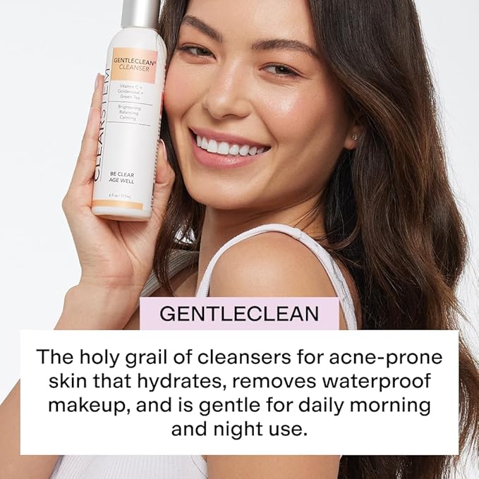 CLEARSTEM - GENTLECLEAN Vitamin C Infused Calming Wash - Facial Cleanser, Makeup Remover - Goldenseal + Green Tea - Facial Skin Care Products - Gluten Free, Cruelty Free - 6 fl oz / 180ml