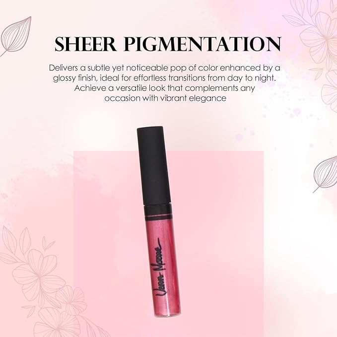 VERA MOORE COSMETICS AND SKIN CARE Lip Gloss, Moisturizing Lip Color with Shimmer for Long Lasting Shine, Lightweight Lip Stain, Non-Sticky Lip Gloss with Aloe Vera, W/Vitamin C, E (Electric Pink)