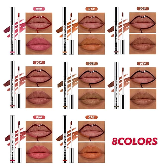 Matte Lip Gloss Stain-Peel Off Lip Liner Tattoo, Pinkish Red Lip Tint，Long Lasting Peel Off Lip Stain, Waterproof Transfer-proof Lip Mask Lip Liner Peel Off Lip Gloss,Stayn Lip Makeup. #06
