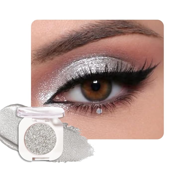 QIDSTERS Slive Glitter Single Eyeshadow, Lightweight Blendable Mini Eye Shadow for Older Women, Monochrome Eyeshadow Palette Makeup Pigmented Waterproof, Vegan & Cruelty-Free, 12