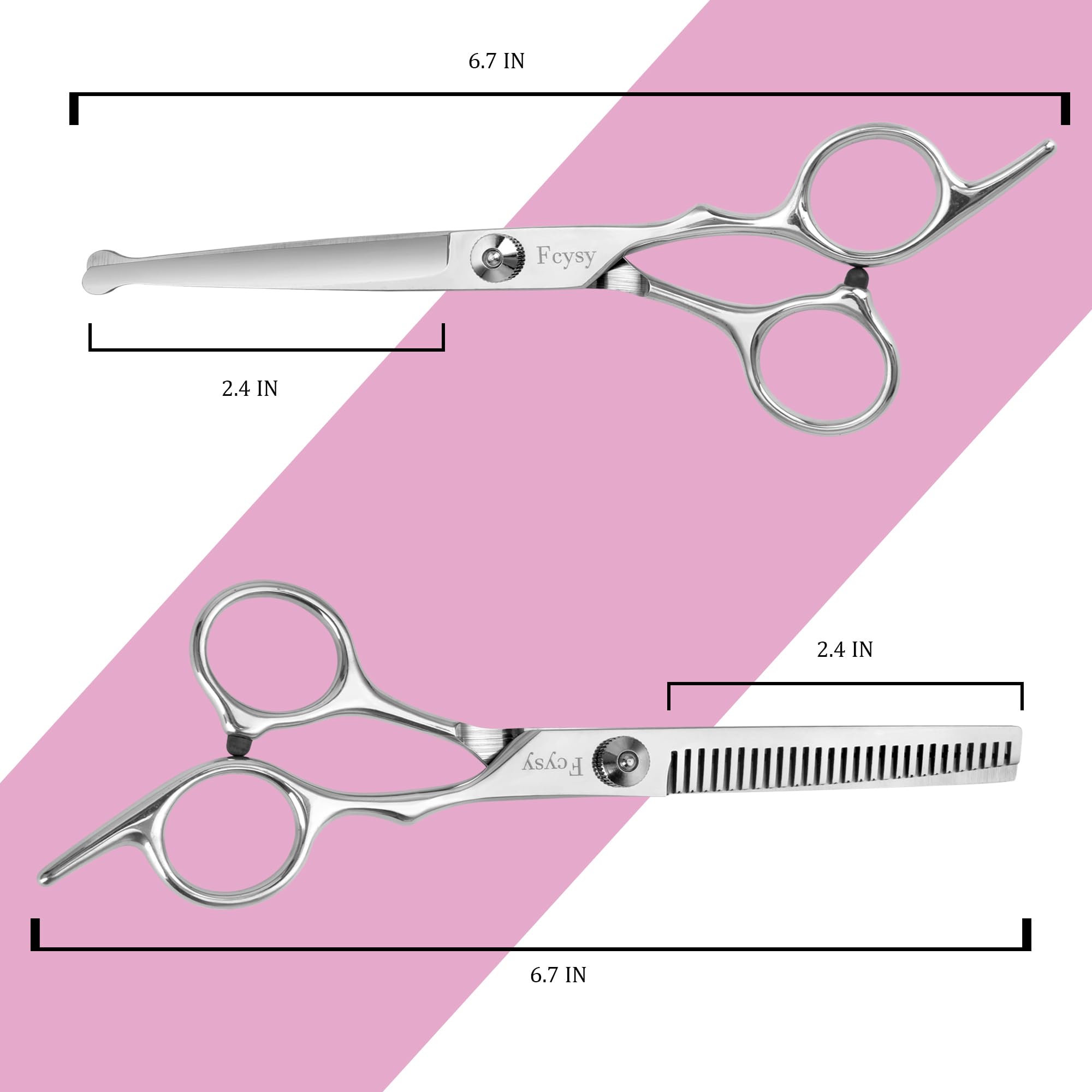 Hair Cutting Scissors Thinning Shears Set for Kids, Fcysy 6 in Children Safety Round Tip Haircut Shears Kit, Stainless Steel Hair Cutting Tools for Toddlers, Boys & Girls Home Use Grooming