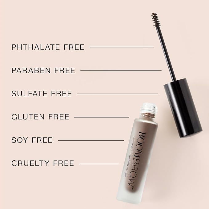 Boom Brow ™ Lightweight Shaping Eyebrow Mousse for Natural Brows, Med Brown